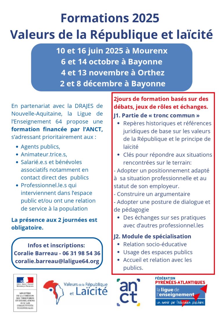 FORMATIONS VALEURS DE LA REPUBLIQUE ET LAICITE 2025